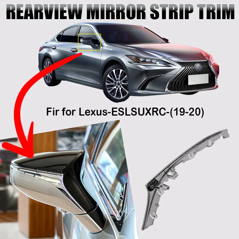 Lexus ES LS UX RC Chrome Rearview Mirror Strip Trim (2019-2022)