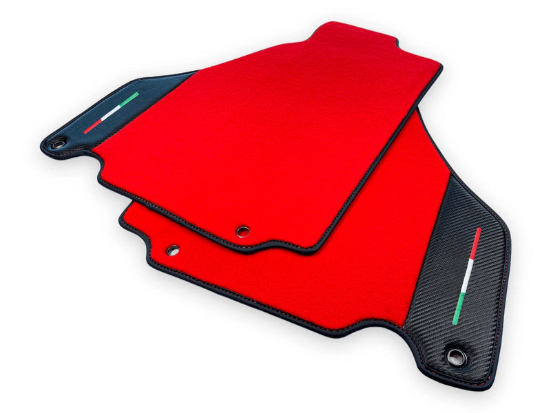 Ferrari F430 Carpet Carbon Fiber Leather Red Floor Mats (2004-2009)