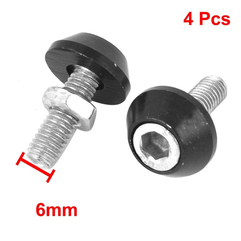 Motorcycle Car 4 x Plate Bolts Screws Silver Tone Black Hex Head Fixing