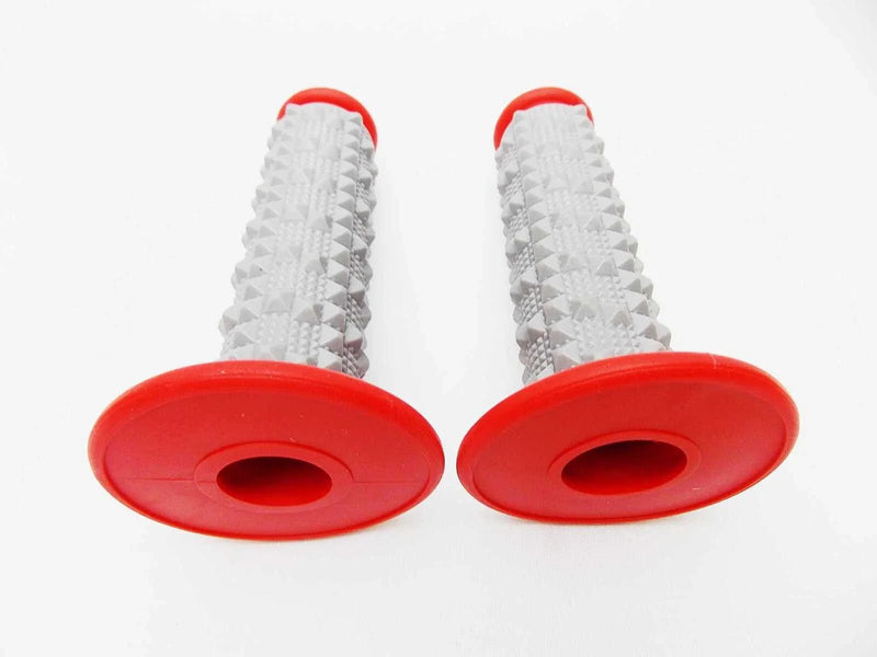 Honda CR125  - Red Grey Diamond Top Handlebar Grip Set