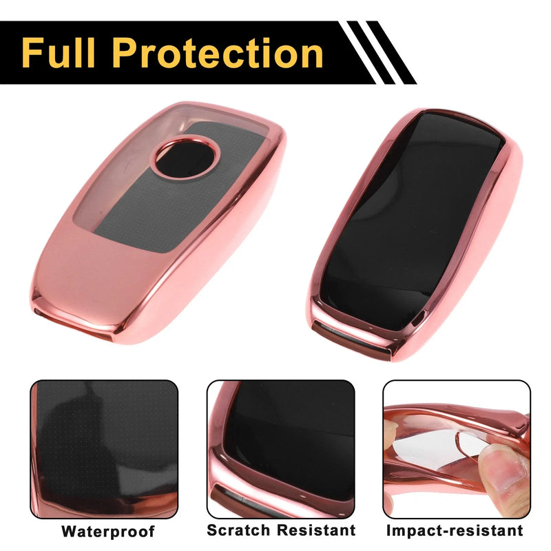 Mercedes Benz E Class (2017) - 3 Buttons Rose Gold TPU Car Key Case
