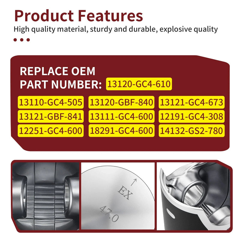 Honda CR80R 1986-1991 47mm Piston Kit w/ Rings, Pin & Gasket