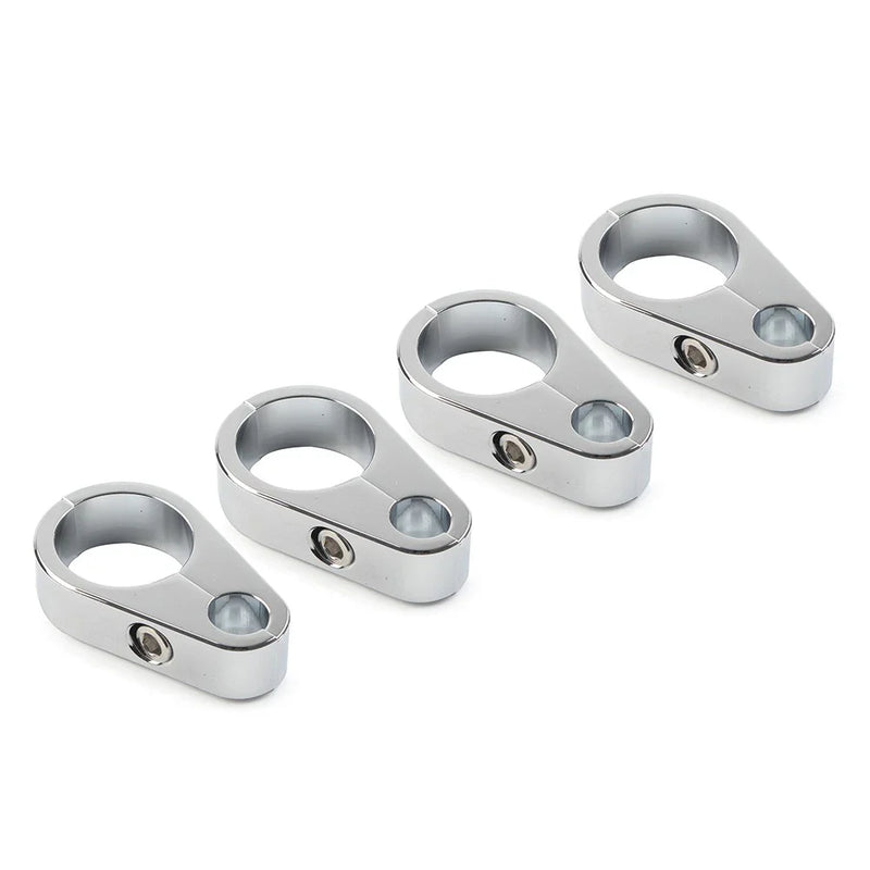 Harley 1" Handlebar 4X Chrome Brake Clutch Cable Wire Clamp Clip
