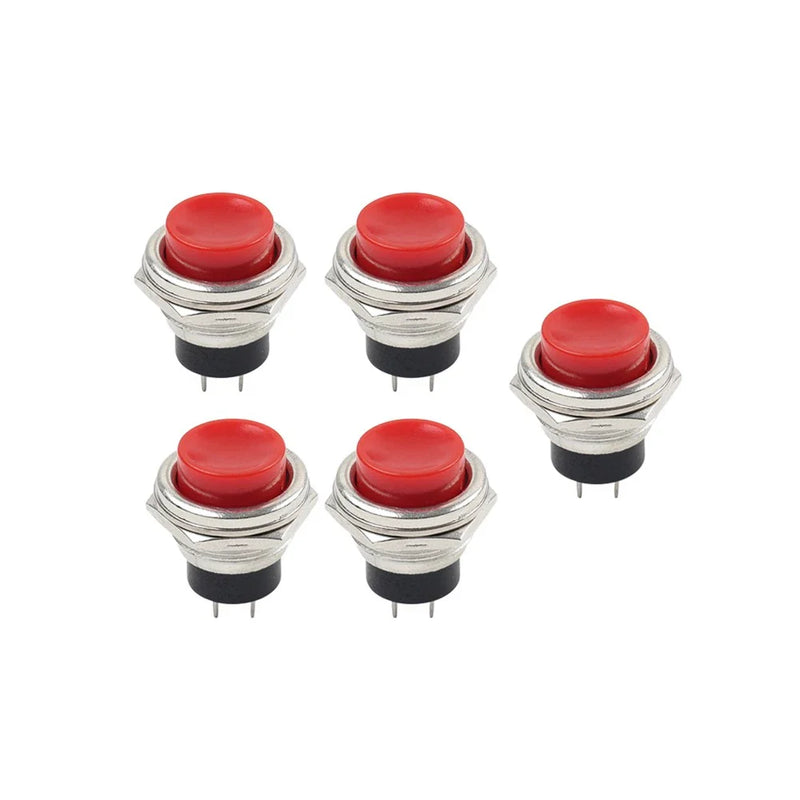 AC 125V 3A 5 x 16mm Red Round Cap Push Button Switch