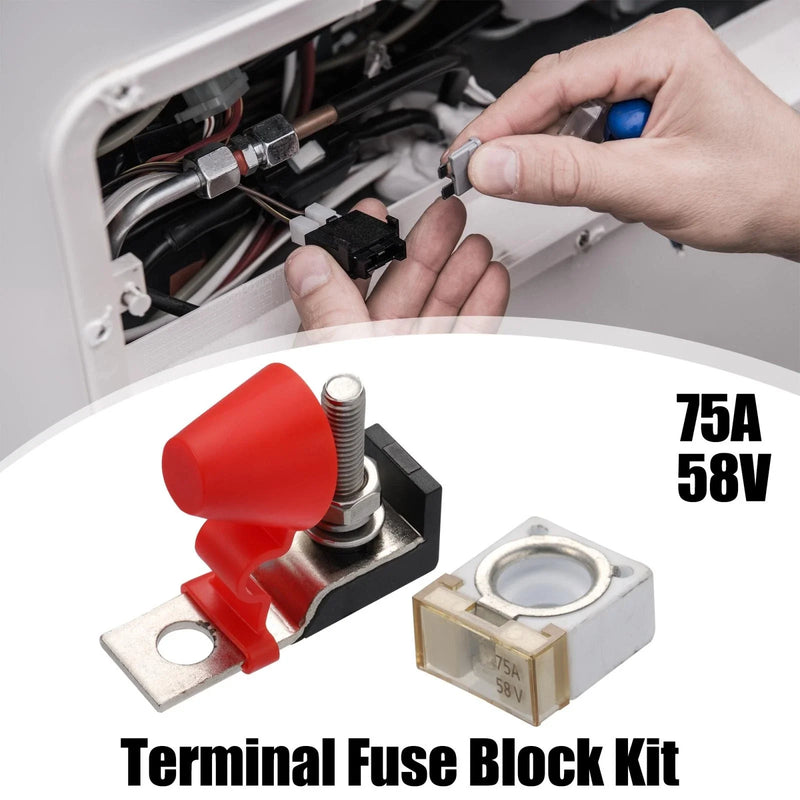 Car Marine Boat RV 1 x 75A Terminal Fuse Block, 58V Max,