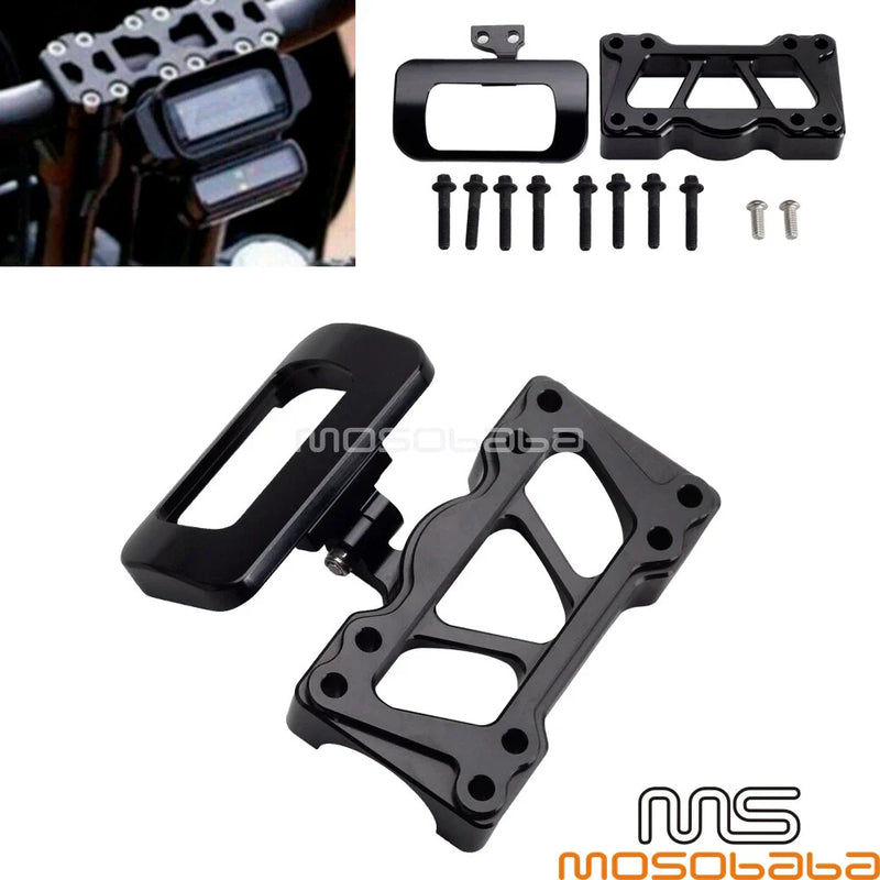 Harley Softail Digital Dash Gauge Relocation Mount & Top Clamp Cover (18-22)