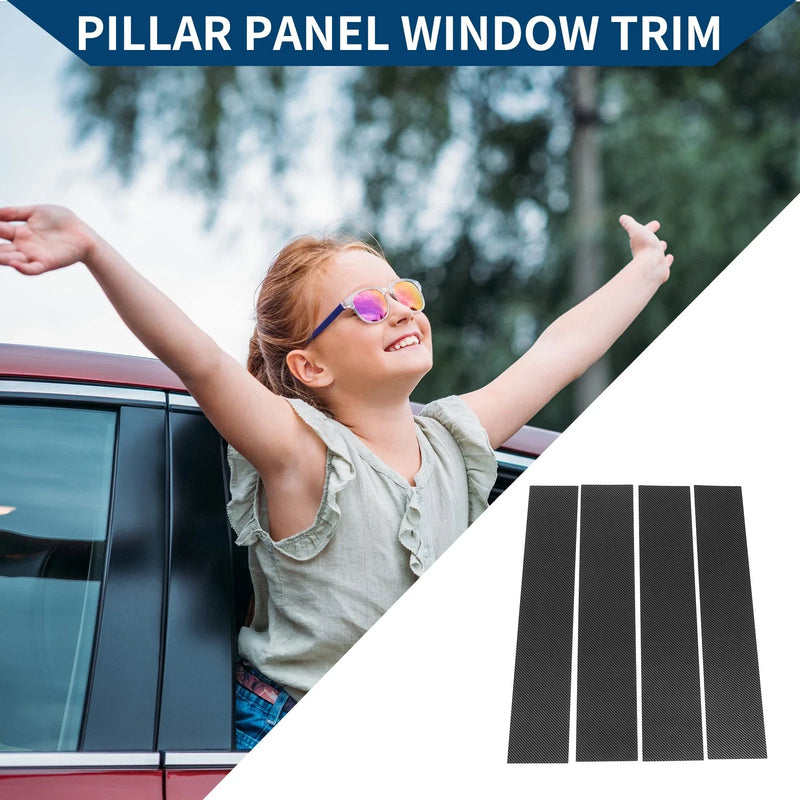 Ford F-150 (2004-2014) Black Carbon Fiber 4 Pcs Car Pillar Window Trim Covers