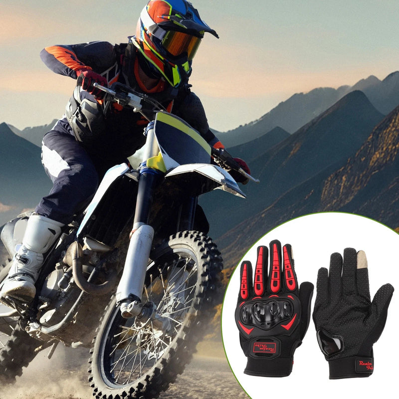 Motorcycle Glove XL Breathable Full Finger Nylon Outdoor Gloves Red 1 Pair