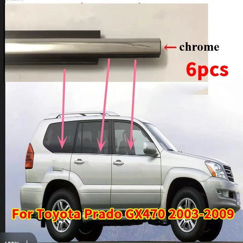 Toyota Prado GX470 6pcs Quarter & Door Belt Moulding chrome (2003–2009)