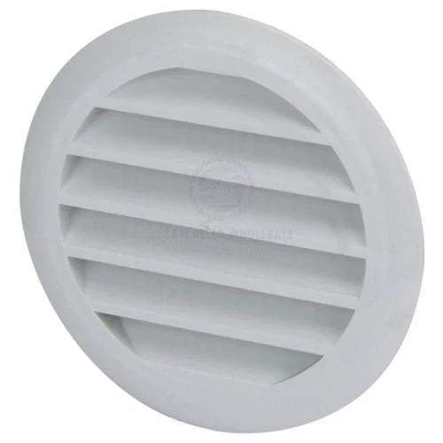 Boat / Caravan with Anti-Bug Mesh Round Louvre Vent 100mm White ABS Plastic