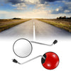 M8 Motorcycle Silver Tone Red Iron Plastic Rear View Mirrors 2 x Handlebar
