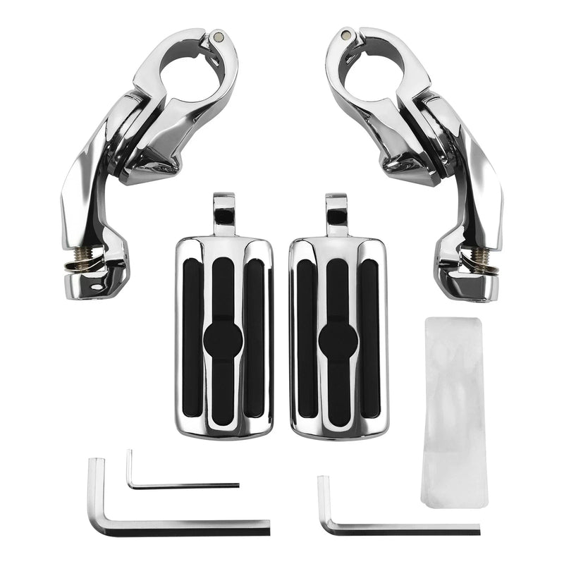 Harley Sportster Chrome 1-1/4" Adjustable Highway Short Mount Foot Pegs (2004-2023)