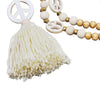 Bohemian Long Necklace with Tassel, Peace Sign, Wood Beads, Fringe