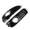 Audi A3 Front Bumper Fog Light Grille Cover with Chrome Ring (09-12)