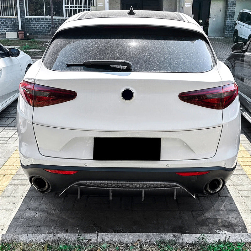 Alfa Romeo Stelvio Carbon Look Rear Bumper Diffuser Lip (2017-2024)