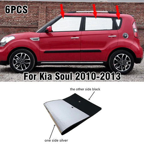 Kia Soul 6 x Side Window Camp Black Silver Privacy Sunshade (2010–2013)
