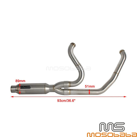 Harley Touring Road Glide Road King 2into1 Exhaust Muffler Pipe (2017-2023)
