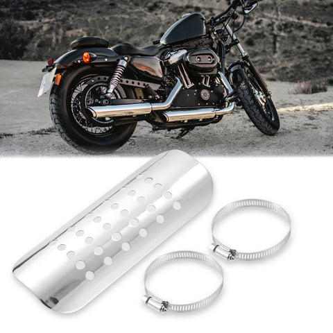 Motorcycle 1 Set Exhaust Heat Shield Shield Cover Heel Guard Silver Tone