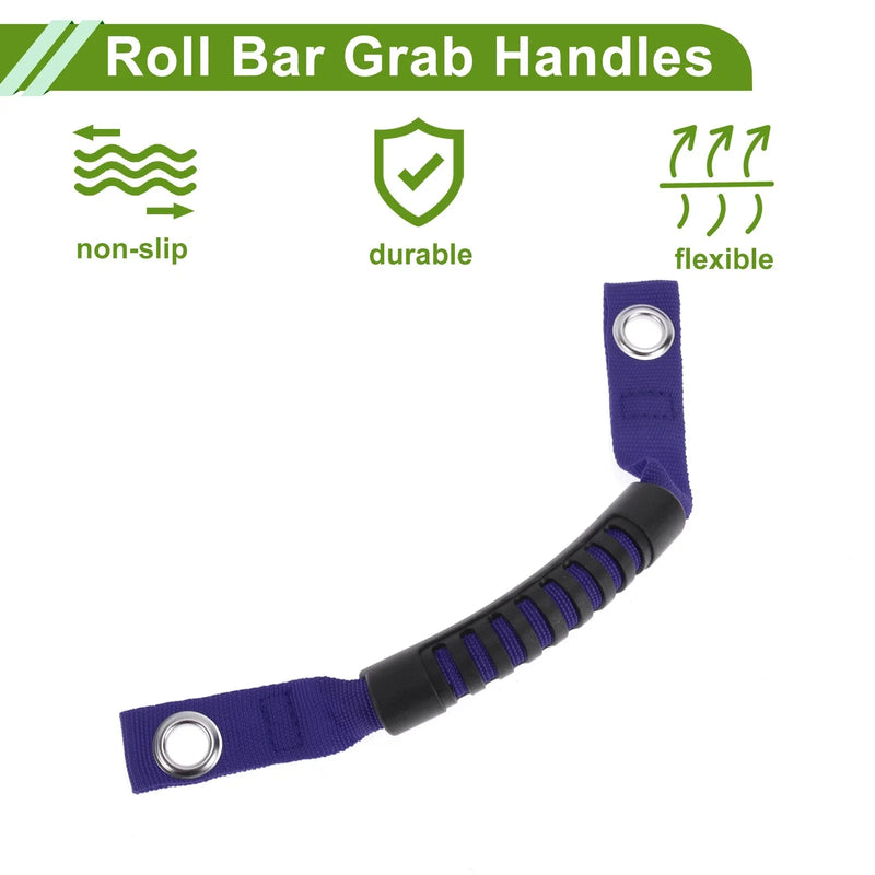 Jeep Wrangler (2018-2025) Black Blue Roll Bar Grab Handles