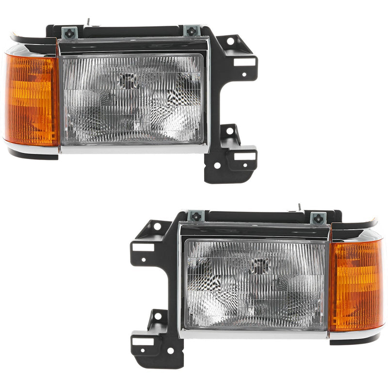 Left and Right Headlights For Ford F-150 1987-1991