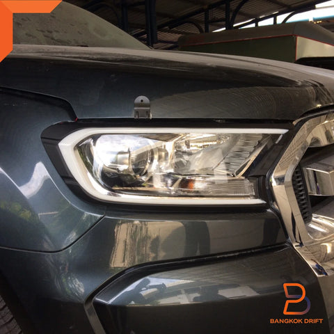 Ford Ranger Ute T6, Everest Matte Black LED Headlight Lamp Cover Trim (15-21)