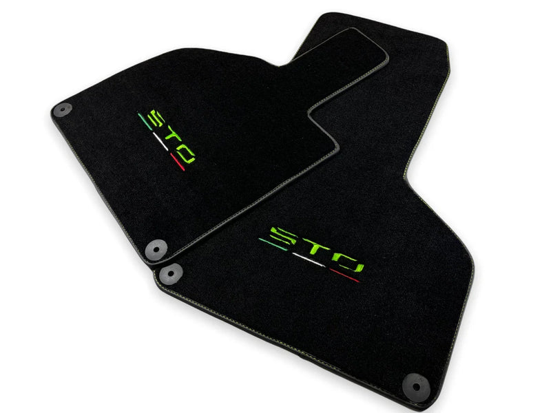 Lamborghini Huracan STO 2014-2022 Black Green Stitching Floor Mats