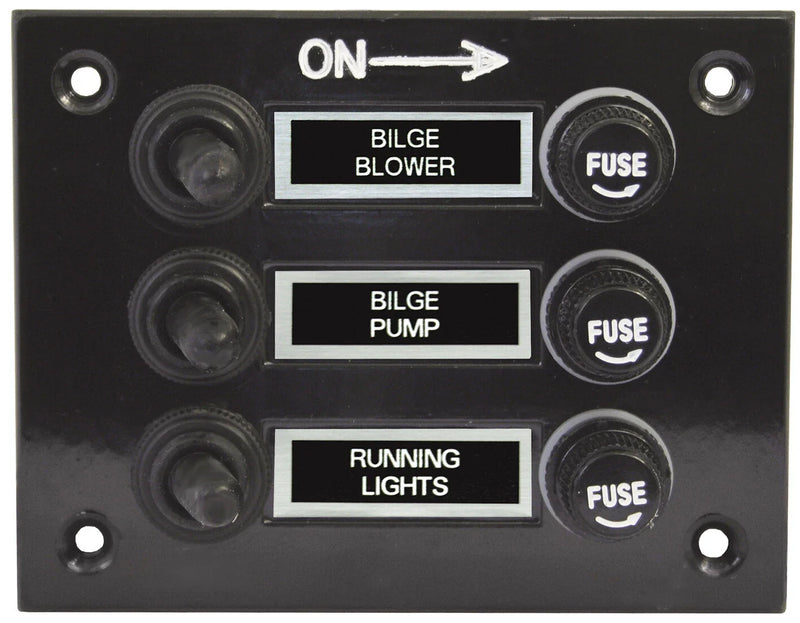 Various Brands 6+ 3 Gang Fused Marine Switch Panel, Splash Proof, 12/24V,