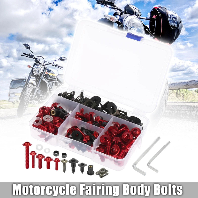 Kawasaki Yamaha 195pcs Bolts Fastener Motorcycle Fairing Red