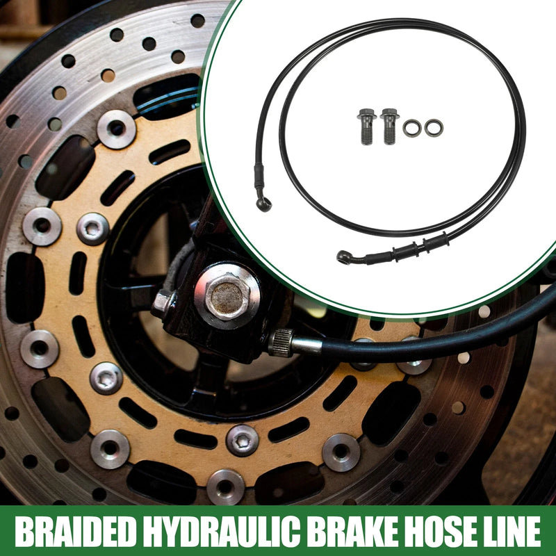 Motorcycle Brake Line 160cm Motorcycle Braided Hydraulic Brake Line Oil Hose Black Army Green