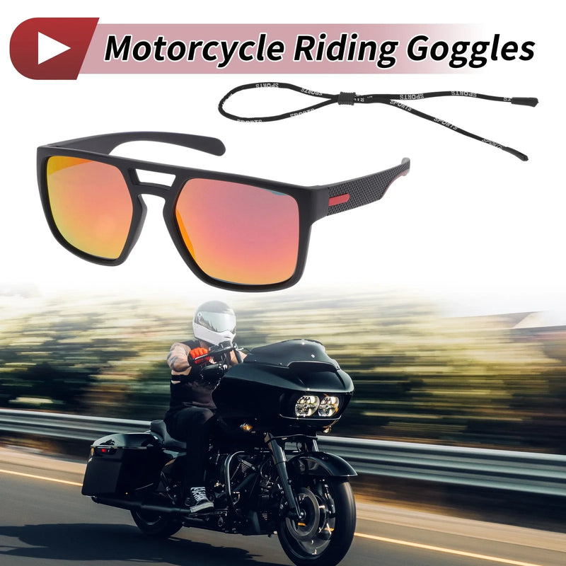 Set Motorcycle Riding Goggles Red Lens Black Red Frame Tri-Acetyl Cellulos