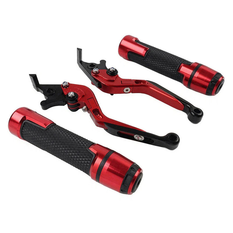 Suzuki GSX-S750 Red Extendable Brake Clutch Levers & Handlebar Grips (2017-2023)