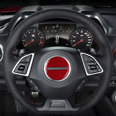 Chevy Camaro (2017-2024) 1 x Red Carbon Fiber Steering Wheel Cover Trim