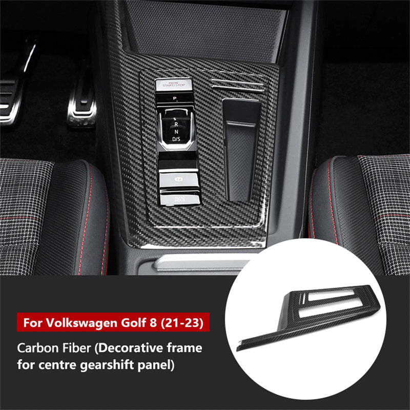 VW Golf MK8 (2020-2024) Carbon Fiber 1x Center Console Gear Shift Trim