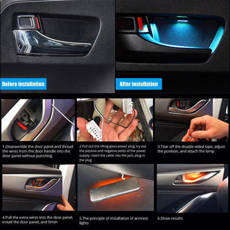 Car Door Bowl Handle - Interior Accessories Ice Blue LED Ambient Light