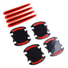 Car 4 Pcs Carbon Fiber Red Door Handle Bowl Protective Film