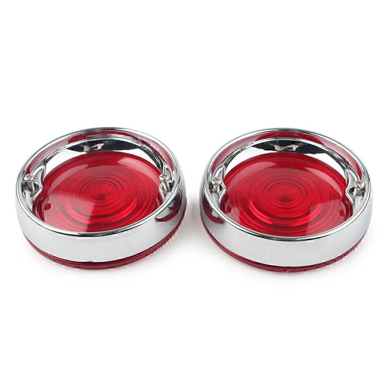 Harley Touring Road King 3-1/4" Turn Signal Bezels Red Lens Covers (2009-2023)