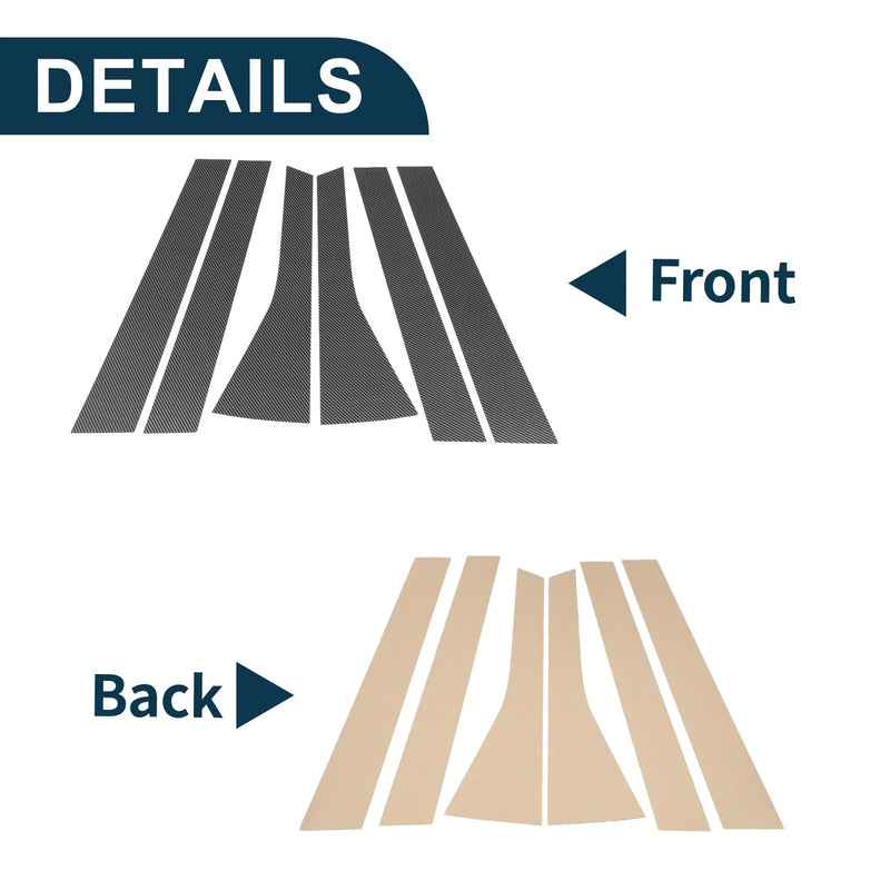 Honda Fit (2009-2012) Carbon Fiber Pattern 6 Pcs Door Pillar Window Trim