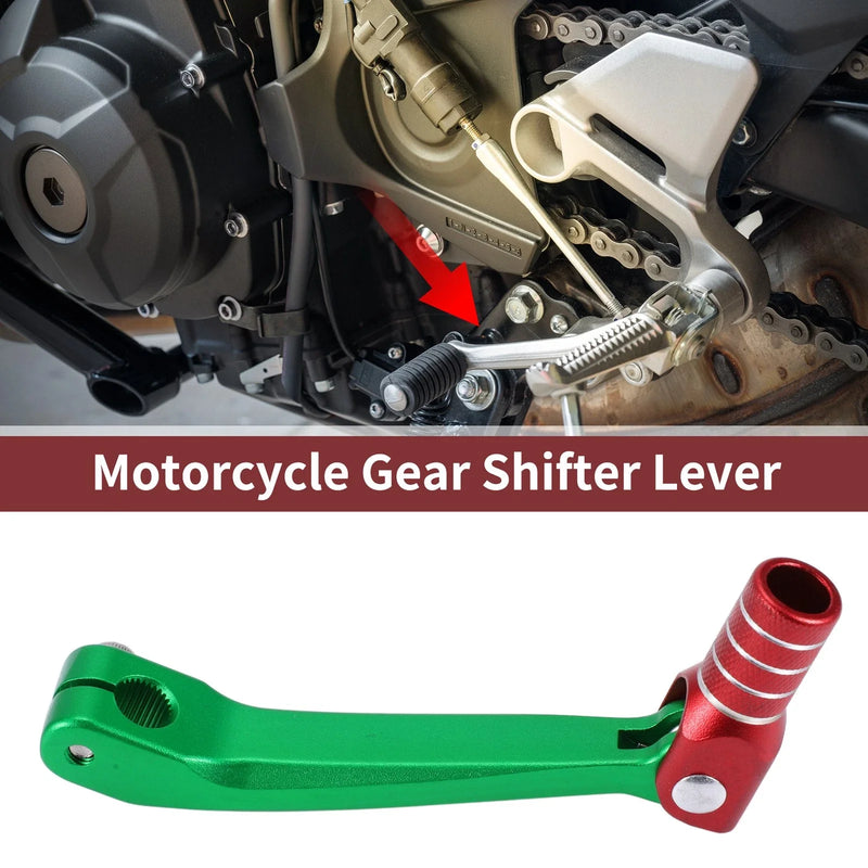 Honda CRF150F Green Red Silver Tone Shifter Lever (2003–2017)