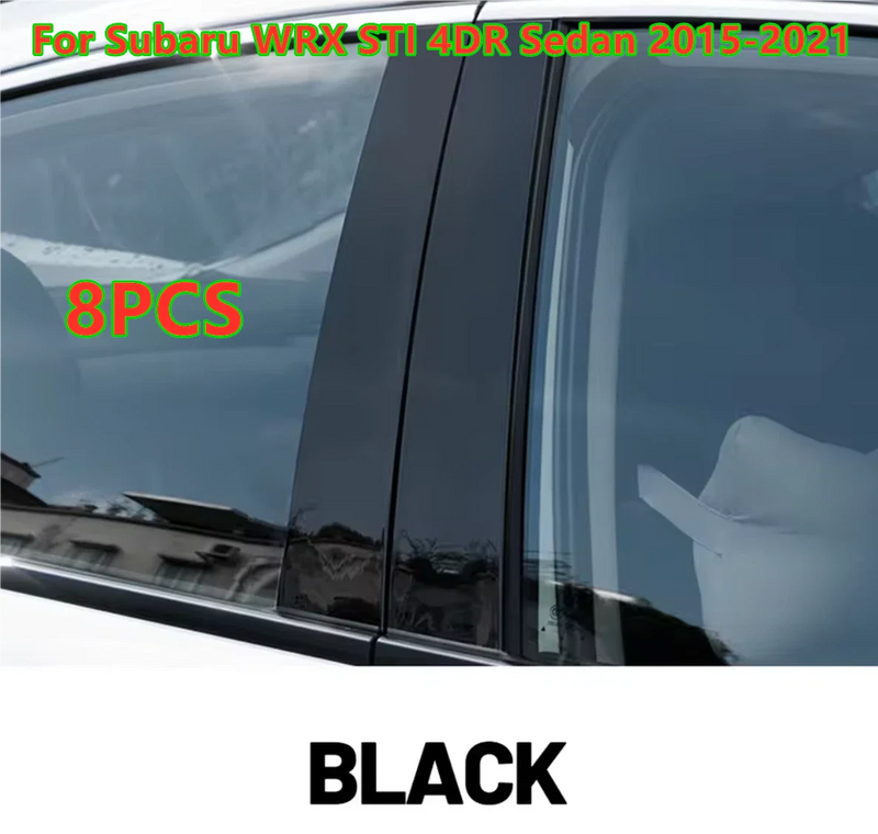 Subaru WRX STI 8x Door Pillar Posts Cover Trim Glossy Black (2015–2021)