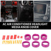 Jeep Wrangler 6 x Pink Headlight Media Switch Knob Cover Rings (2018-2023)