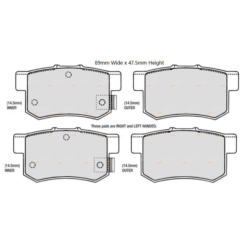 Honda Accord CB CD 4cyl 2.2L Rear Disc Brake Pad Set (1989 - 1994)