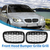 BMW X5 X6 (2008-2013) Black Silver Tone 1 Pair Hood Bumper Grille