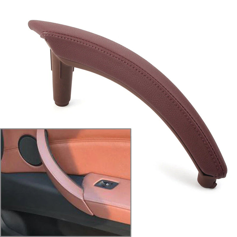 BMW X5 X6 Red Brown Door Trim Pull Handle Right Side Real Leather (2007-2013)
