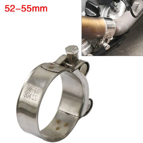 Motorcycle 52mm-55mm Exhaust Pipe Clamp Stainless Steel