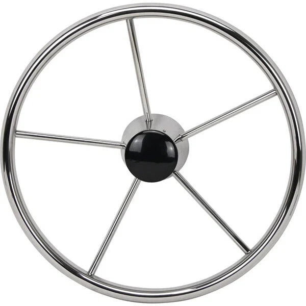 Boat Steering Wheel 5 Spoke Stainless Steel 10° Dish 390mm 3/4" Shaft