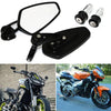 Universal Motorcycle Cafe Racer Black 7/8" Bar End Rear Side View Mirrors