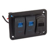 Car Boat RV Truck Blue LED Gang Toggle Rocker Switch Panel with Dual USB