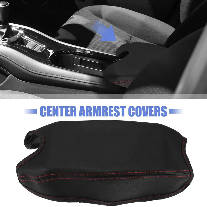 Honda HR-V (2016-2021) Black / Red Microfiber Leather Armrest Cover Pad