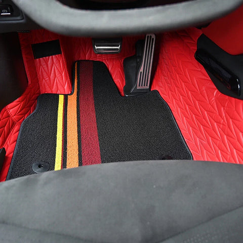 Corvette C8 Black Tricolor Anti-Slip PVC Carpeted Floor Mats (2020-2025)