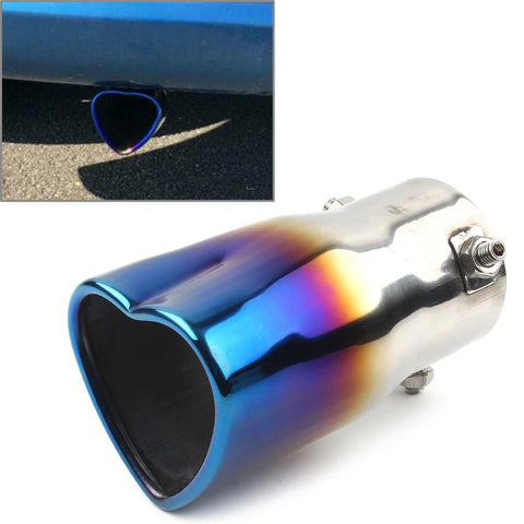 Car Blue Stainless Steel Heart Shaped Exhaust Pipe Tail Muffler Tip
